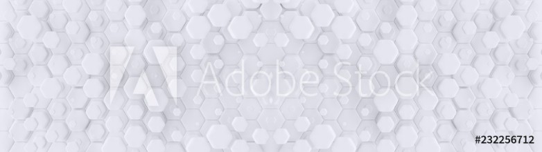 Bild på Hexagonal geometric background Abstract structure of lots of different height hexagons Creative honeycomb surface Top view Cell elements pattern 3d rendering